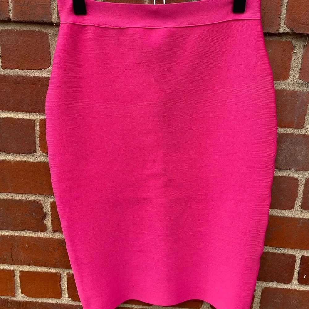 Hot Pink! Stretch Body-Con Skirt, Knee-Length - Picture 1 of 7